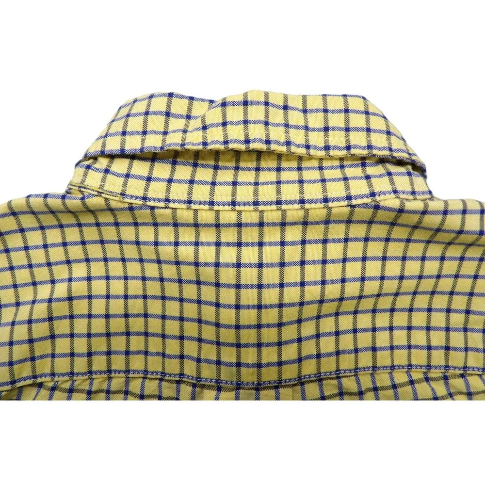 Ralph Lauren Boys Yellow Blue Plaid Long Sleeve Button Flesh Pony Shirt S 8 OCBD